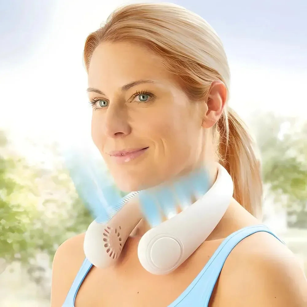 Portable Hanging Neck Fan with Rechargeable Battery and USB Charging